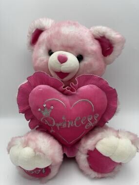 Dan Dee 14” Pink Princess Teddy Bear Plush Stuffed Animal 2007 Heart Pillow